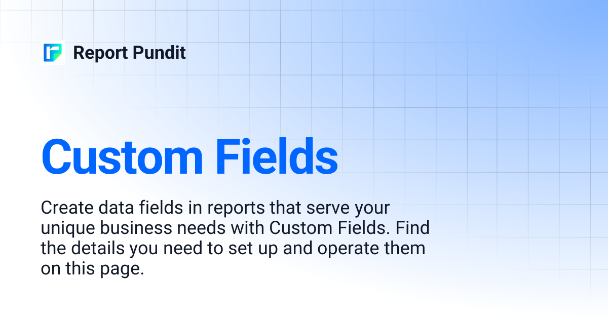 Custom Fields | Report Pundit